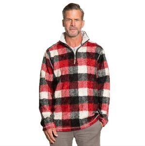 True Grit American Outdoor Co Sweater, Pullover, Zip Neck, Red&Black Check, NEW!